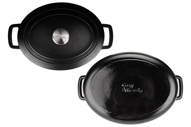 Cosy & Trendy Bräter Fontestic Gusseisen Schwarz Oval – 31 x 24 cm – Emailliert