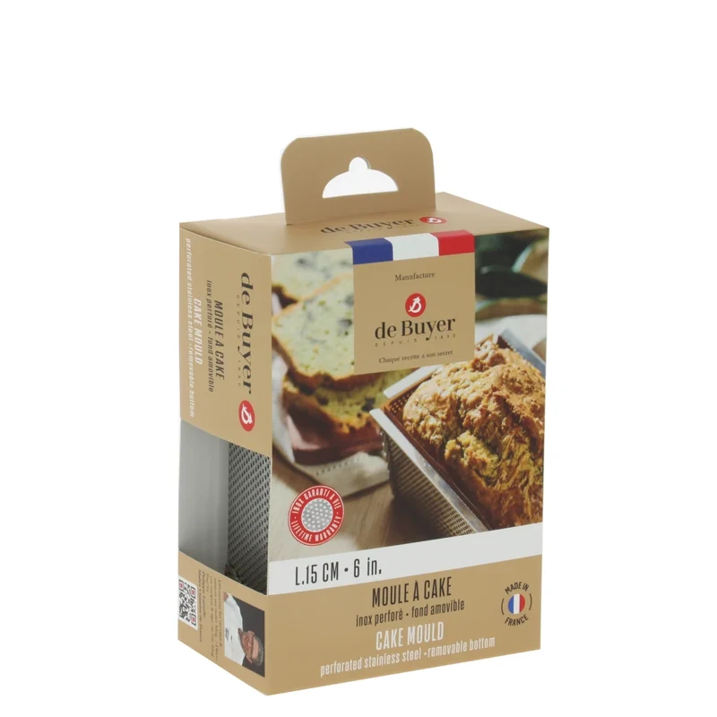 Molde inox rectangular perforado con base desmontable De Buyer