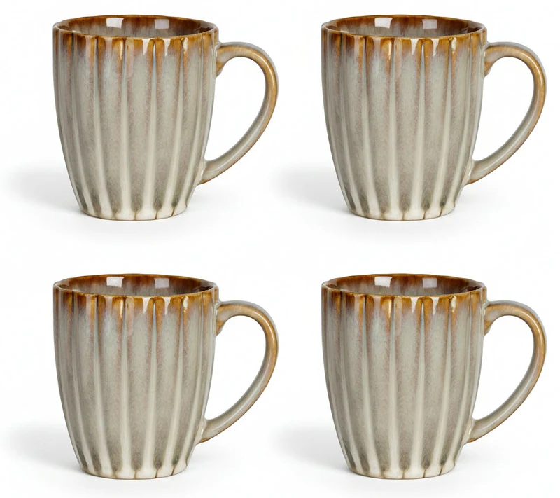 Cosy & Trendy Astera Pearl 16-teiliges Geschirrset für 4 Personen – 4 Speiseteller, 4 Frühstücksteller, 4 Schüsseln und 4 Becher