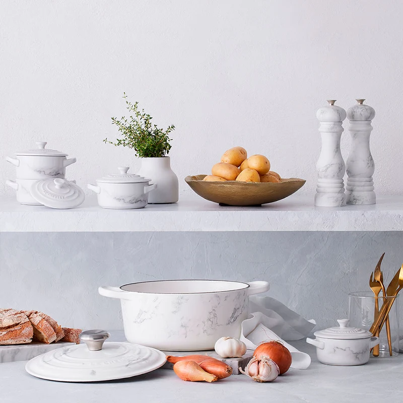 Cocotte de hierro White Marble Le Creuset (Edición Limitada)