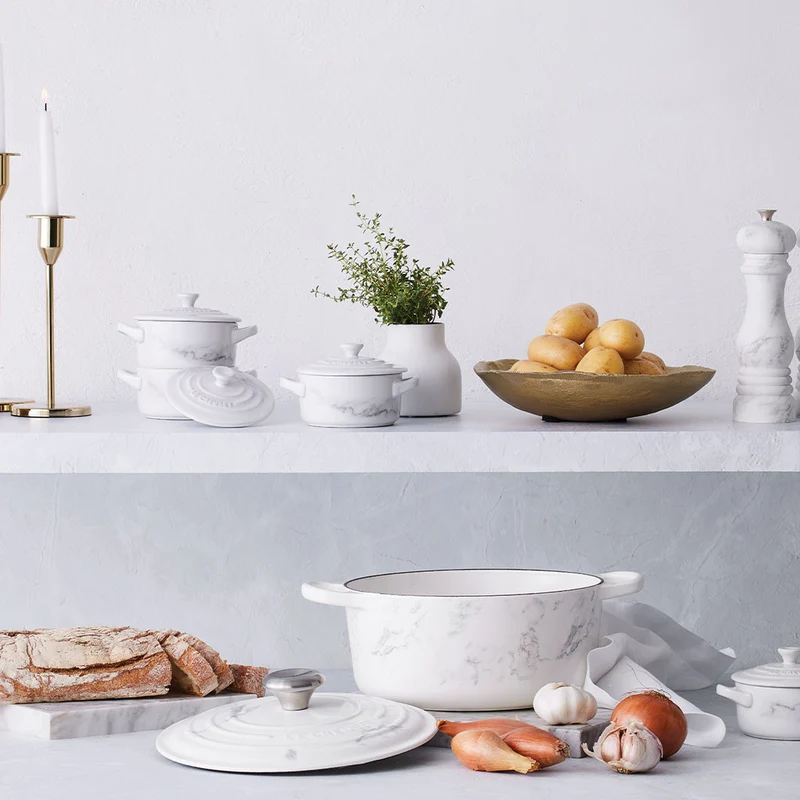 Cocotte de hierro White Marble Le Creuset (Edición Limitada)