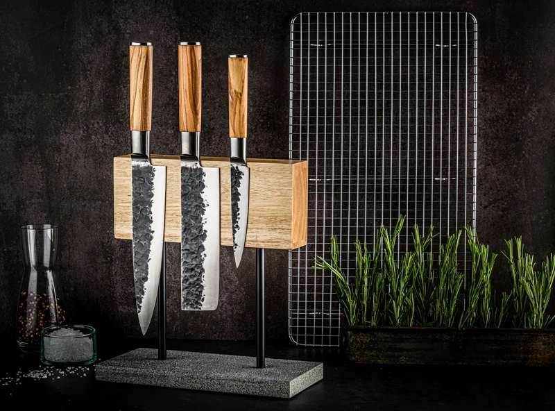 Forged Messerset Olive - 3-teilig - Kochmesser, Hackmesser und Universalmesser