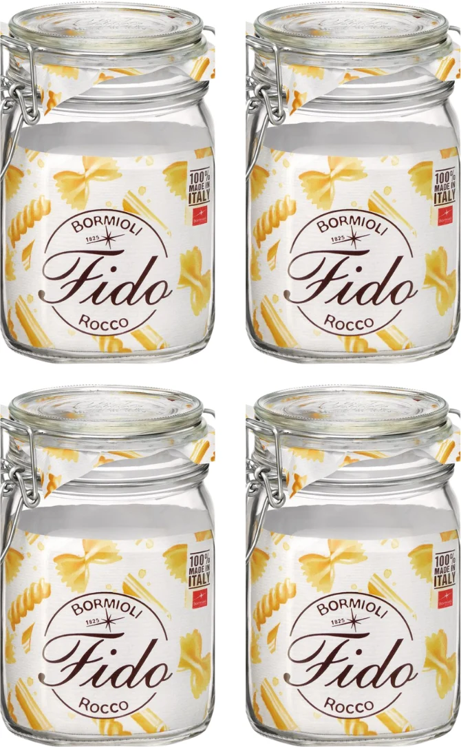 Bormioli Rocco Weckjars Fido 11 x 11 cm / 1 Liter - 4 Stück
