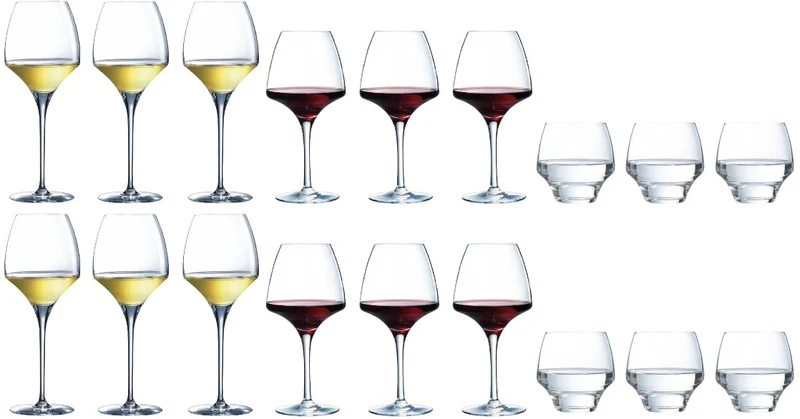 Chef & Sommelier Weinglas-Set Open Up (Rotweingläser & Weißweingläser & Wassergläser) – 18-teiliges Set – 6 Rotweingläser, 6 Weißweingläser und 6 Wassergläser