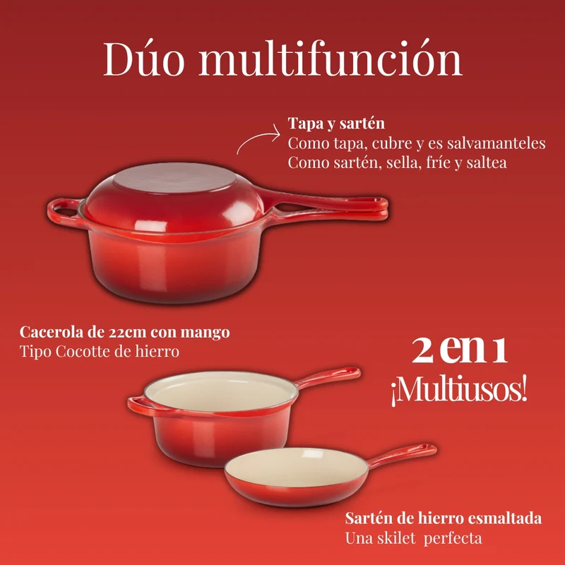 Conjunto cocotte y sartén multifunción Le Creuset