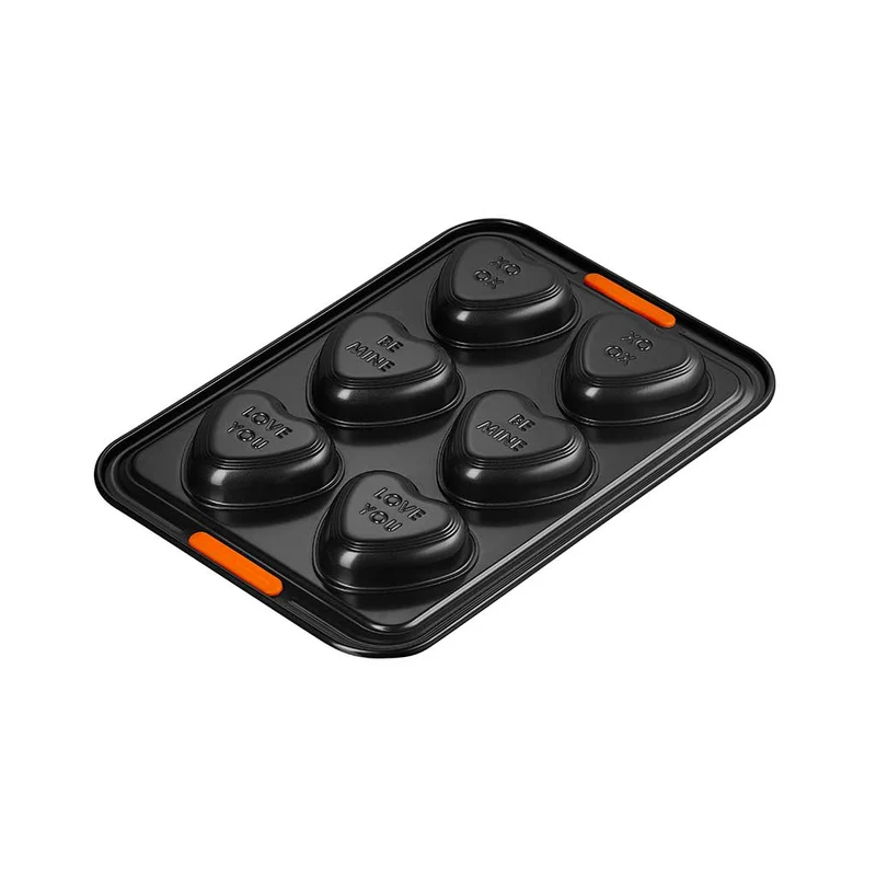 Molde 6 bizcochos corazón con mensaje Le Creuset