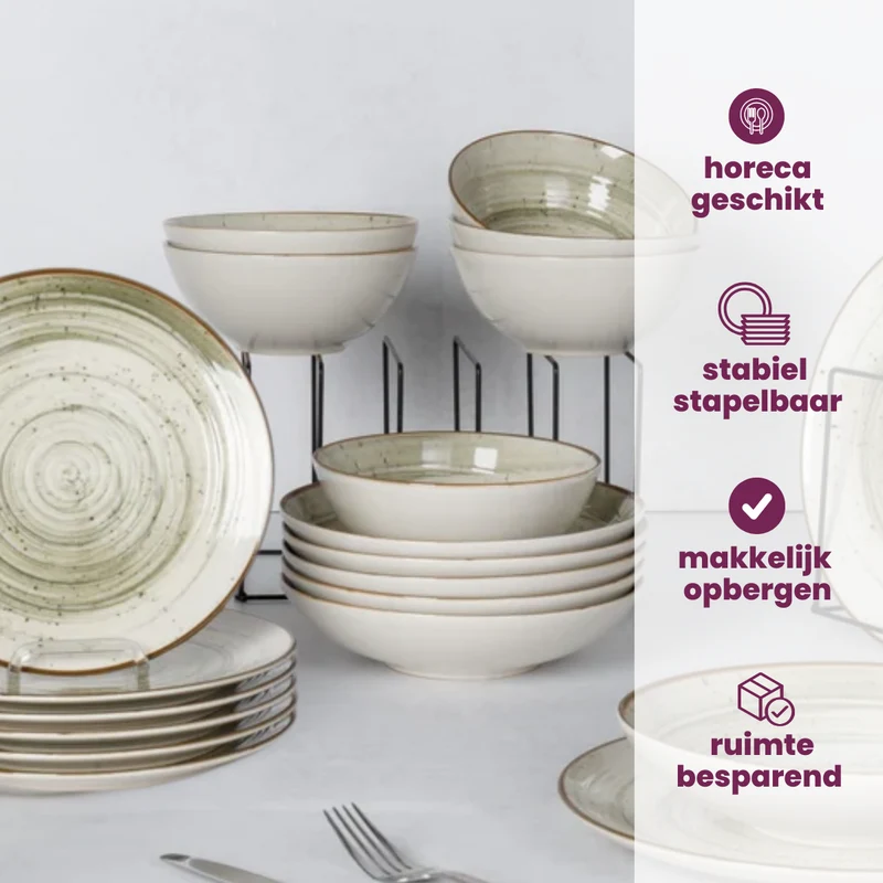 Cosy & Trendy Geschirrset Sintra Ivy Green 16-teilig / 4 Personen