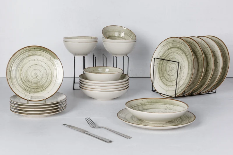 Cosy & Trendy Geschirrset Sintra Ivy Green 16-teilig / 4 Personen