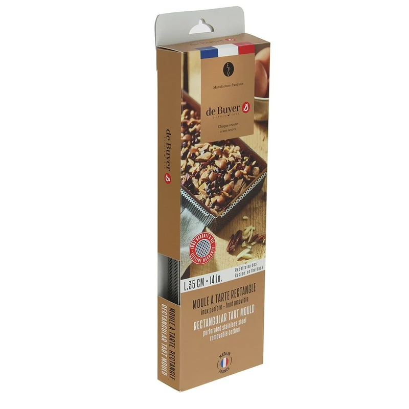 Molde rectangular perforado con papel de hornear De Buyer