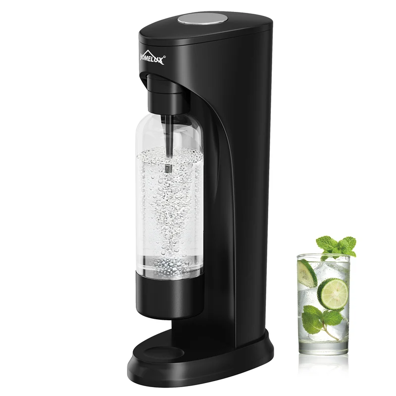 HOMELUX Wassersprudler Set inkl. BPA-freier PET-Flasche, kabelloser Trinkwassersprudler für 60L CO2-Zylinder, Schwarz