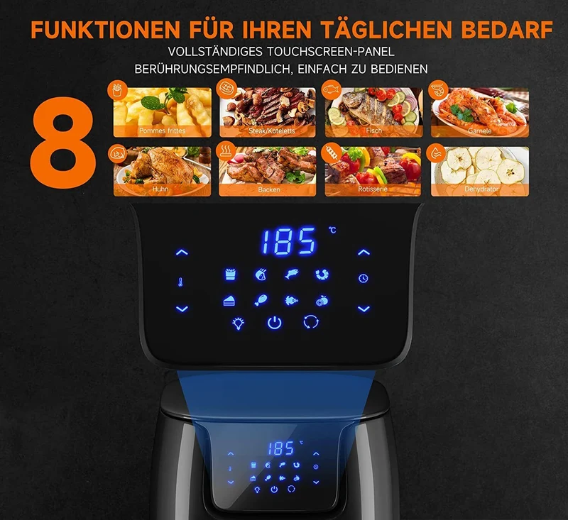 Airfryer XXL Heißluftfritteuse 12L Heissluft Fritteuse Minibackofen 1800W