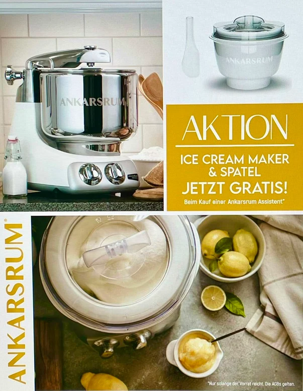 Ankarsrum Assistent Original 6230 SB - Sunbeam Yellow incl. Ice Creme Maker