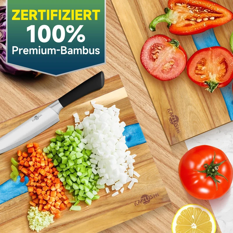 Schneidebrett 30x25 cm – Natürliches Bambus-Epoxy-Schneidebrett für Stil und Funktionalität
