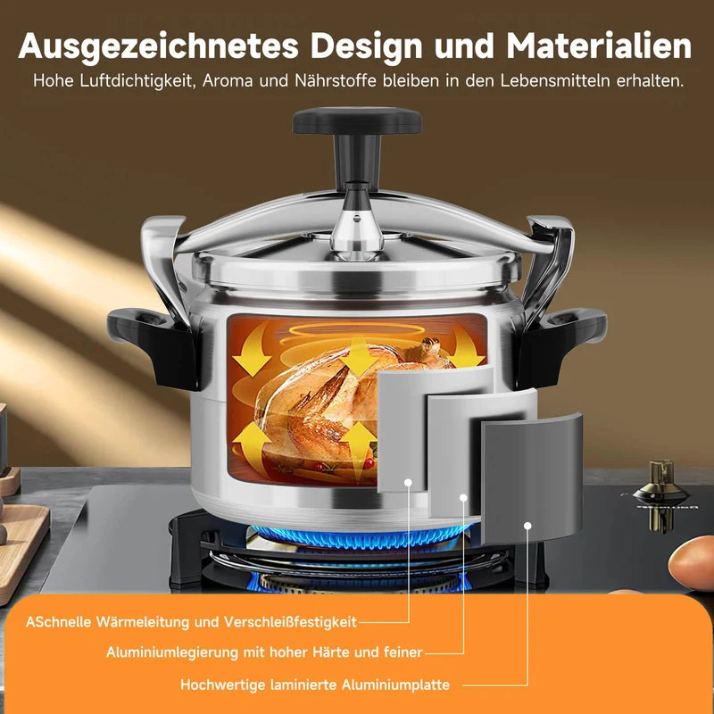 3L / 7L / 11L / 15L / 25L Schnellkochtopf Aluguss Dampfkochtopf Induktion Druckbehälter für alle Herdarten