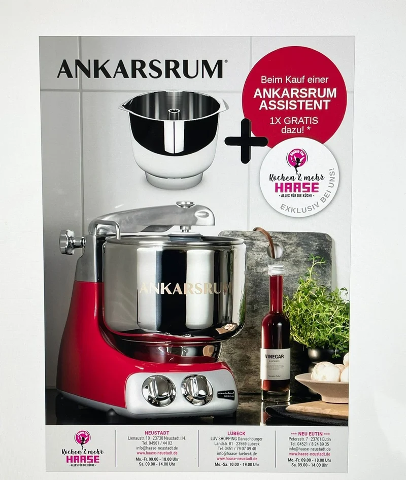Ankarsrum Assistent Original 6230 OB- Ocean Blue incl. Ice Creme Maker