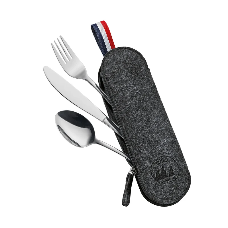 Besteckset VIAGGIO schwarz 3-tlg.