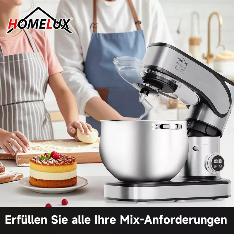 12L Küchenmaschine 2500W Küchenmaschine 12L Knetmaschine Rührmaschine LED-Touchscreen Teigmaschine