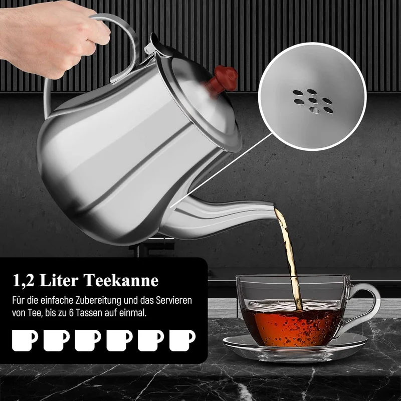 5L +1.6L / 2.5L +1.2L Elektrischer Samoware Edelstahl Teekocher mit 1850W, Warmhaltefunktion & Ablasshahn