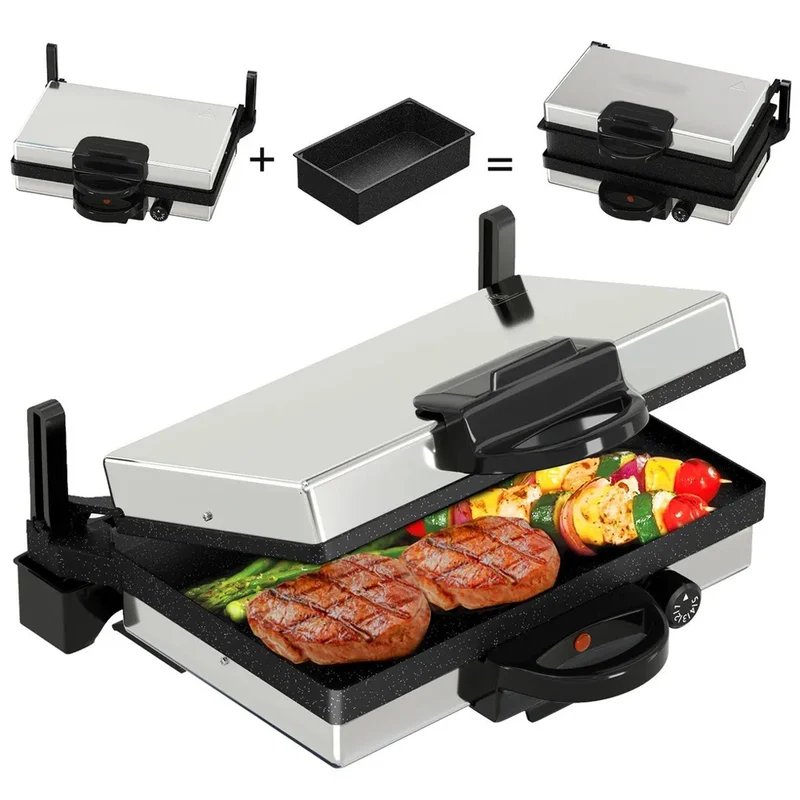 2000W Elektrogrill Kontaktgrill 3 in 1 Multigrill, Grill, 2000 Watt Elektrischer Optigrill