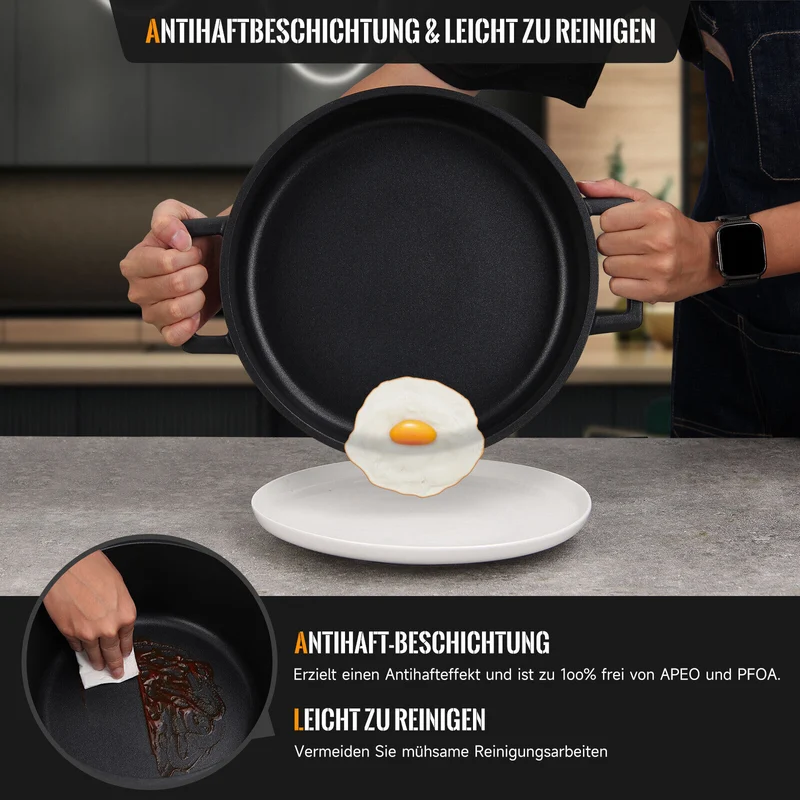 Induktions Topfset 20&24&28cm Kochtopf Antihaftbeschichtung für alle Herdarten