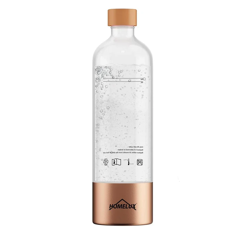 HOMELUX Soda Maker Sprudelwasser Maschine mit / ohne BPA-freien 1L PET-Flaschen / Edelstahlflasche (316er-Edelstahl)