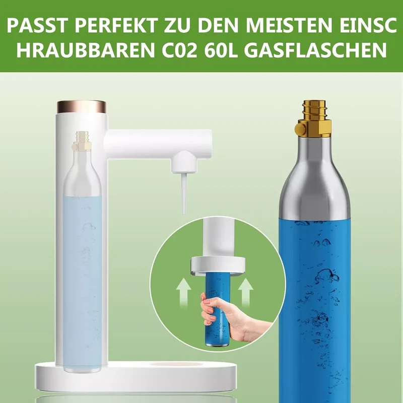 HOMELUX Soda Maker Sprudelwasser Maschine mit / ohne BPA-freien 1L PET-Flaschen / Edelstahlflasche (316er-Edelstahl)