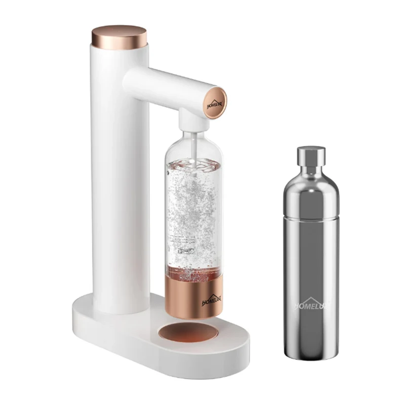 HOMELUX Soda Maker Sprudelwasser Maschine mit / ohne BPA-freien 1L PET-Flaschen / Edelstahlflasche (316er-Edelstahl)