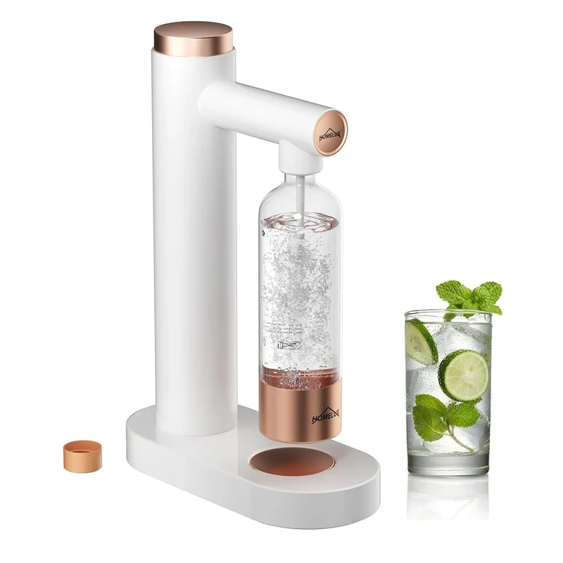 HOMELUX Soda Maker Sprudelwasser Maschine mit / ohne BPA-freien 1L PET-Flaschen / Edelstahlflasche (316er-Edelstahl)