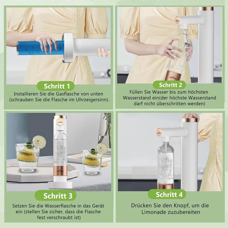 HOMELUX Soda Maker Sprudelwasser Maschine mit / ohne BPA-freien 1L PET-Flaschen / Edelstahlflasche (316er-Edelstahl)