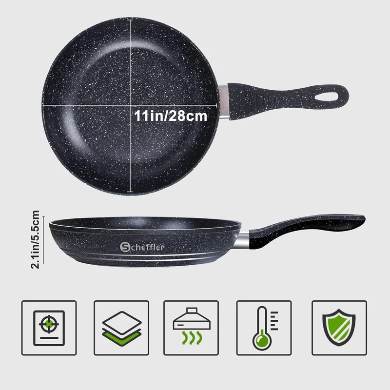 Scheffler Pfanne 20cm 24cm 28cm Bratpfanne,Pfanne induktion,beschichtete Pfanne mit Antihaft-Beschichtung,geeignet für alle Herdarten