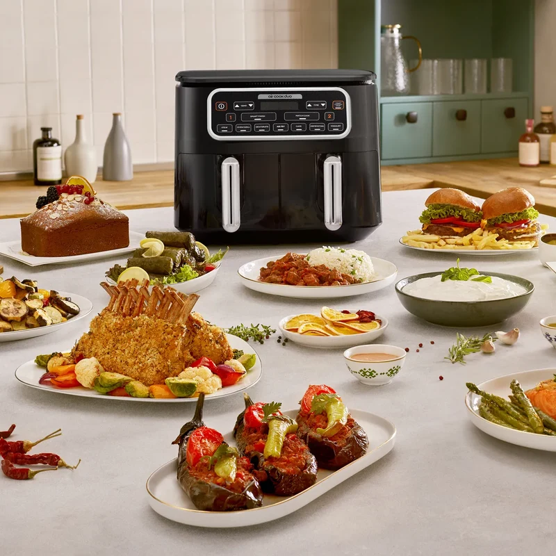Karaca Air Cook Duo Heißluftfritteuse XXXL 8 Liter, Black Chrome, 8 Personen, 2500W