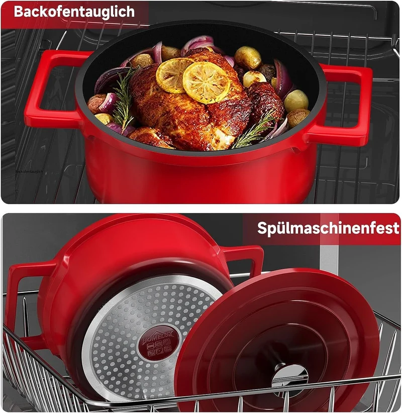 HOMELUX Induktions-Kochtopf aus Aluguss (12/20/24/28cm) mit langlebiger Antihaftbeschichtung
