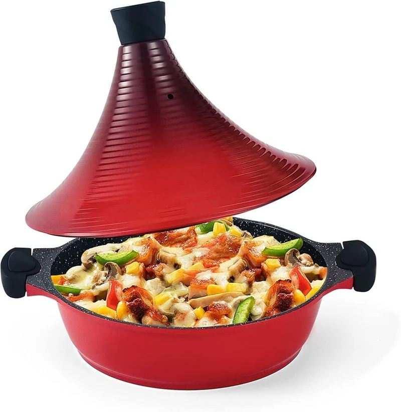 Scheffler Tajine-Topf – Marokkanische Tajine 28 cm Antihaftbeschichtung aus Aluminium mit konischer Form