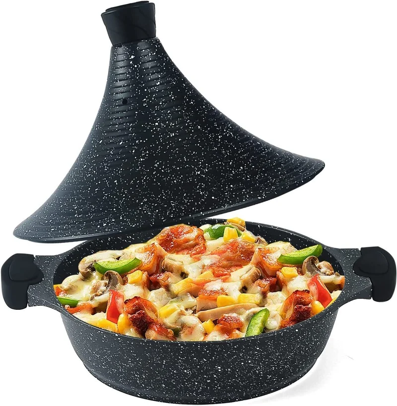 Scheffler Tajine-Topf – Marokkanische Tajine 28 cm Antihaftbeschichtung aus Aluminium mit konischer Form