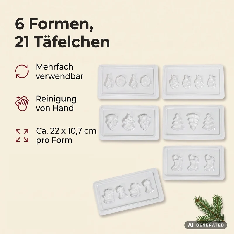 Schokoladenformen Weihnachten 6er-Set
