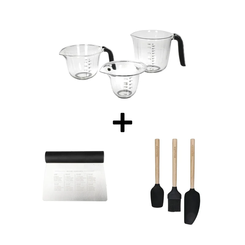 KitchenAid Zubehör Bundle - Bambusset + Messbecher + Teigkarte