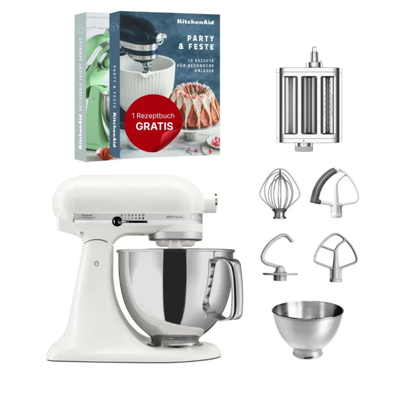KitchenAid 4,8 L 5KSM175 Artisan Küchenmaschine Pastalover mit 3-in-1 Nudelvorsatz