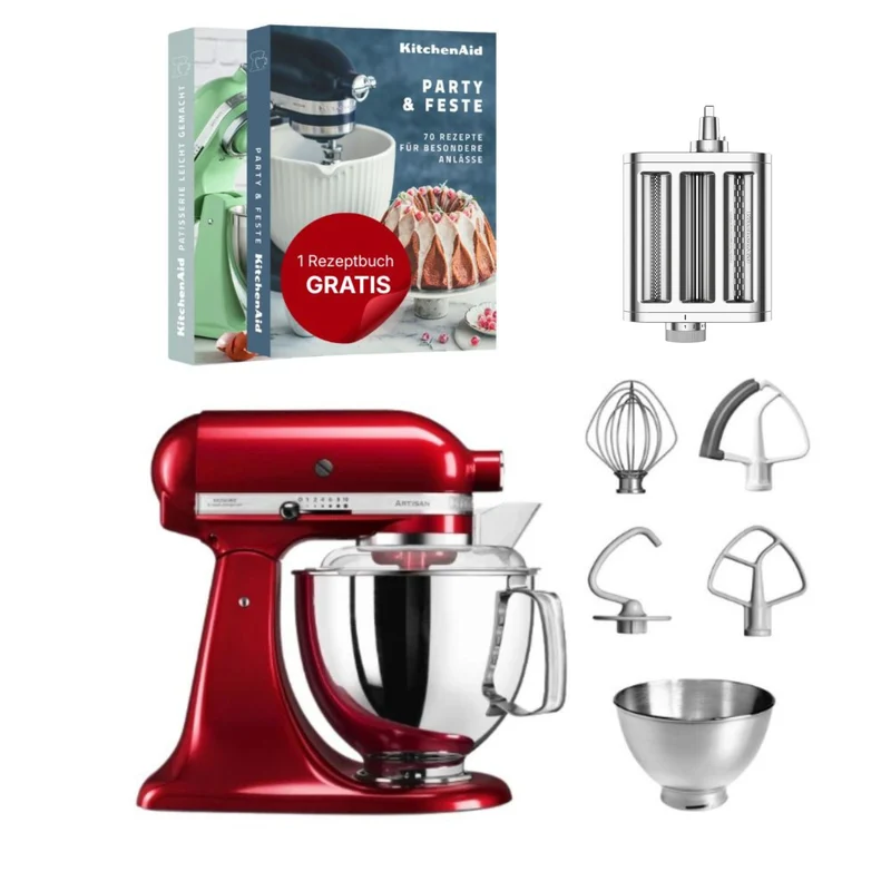 KitchenAid 4,8 L 5KSM175 Artisan Küchenmaschine Pastalover mit 3-in-1 Nudelvorsatz