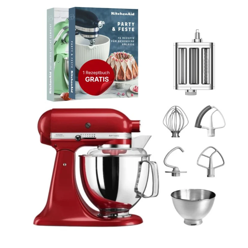 KitchenAid 4,8 L 5KSM175 Artisan Küchenmaschine Pastalover mit 3-in-1 Nudelvorsatz