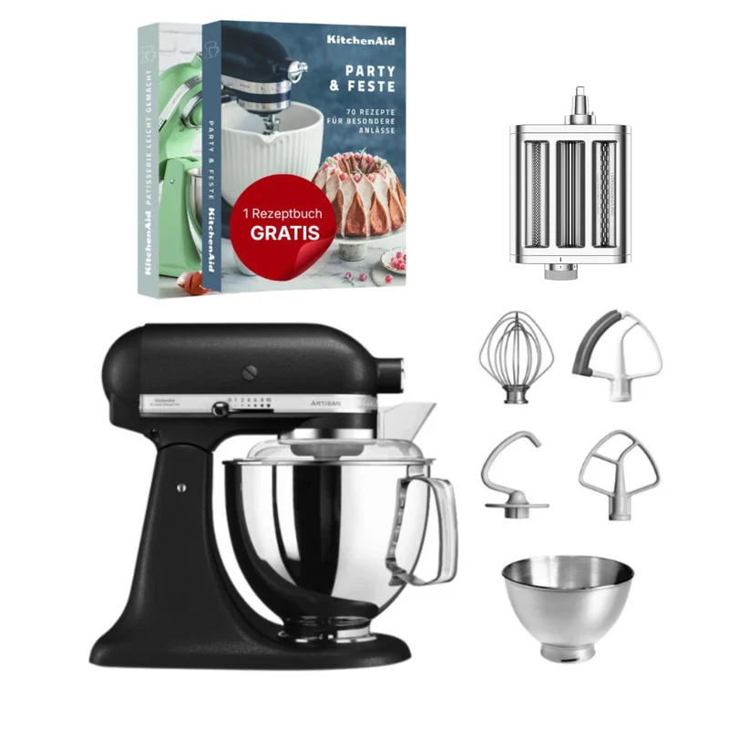 KitchenAid 4,8 L 5KSM175 Artisan Küchenmaschine Pastalover mit 3-in-1 Nudelvorsatz