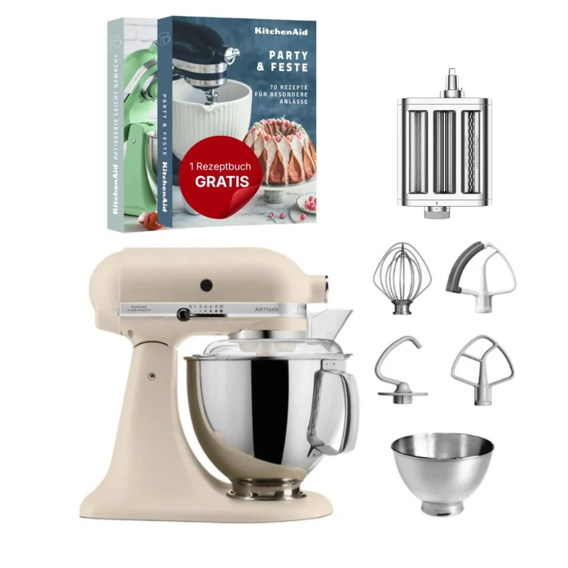 KitchenAid 4,8 L 5KSM175 Artisan Küchenmaschine Pastalover mit 3-in-1 Nudelvorsatz