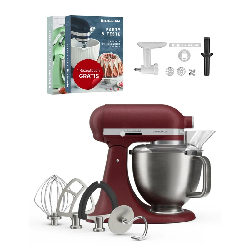 KitchenAid 4,7 L 5KSM50 Artisan Plus Küchenmaschine Cookielover mit Fleischwolf + Spritzgebäckvorsatz