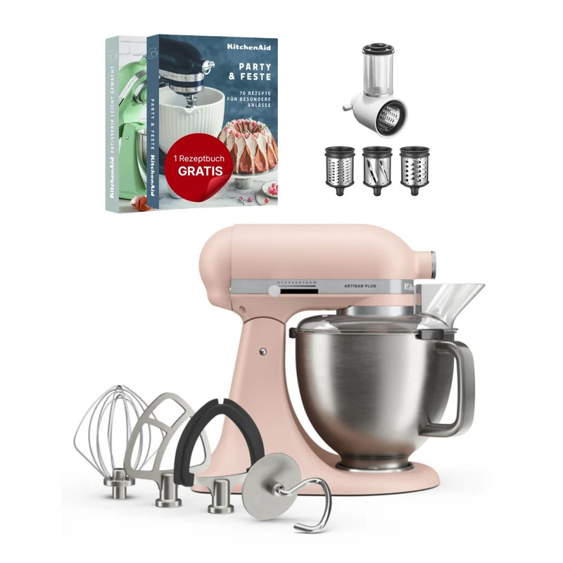 KitchenAid 4,7 L 5KSM50 Artisan Plus Küchenmaschine Beginnerset mit Gemüseschneider