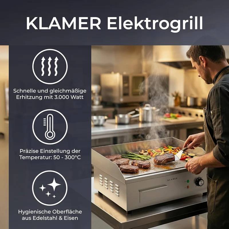 Elektrogrill Edelstahl 3000