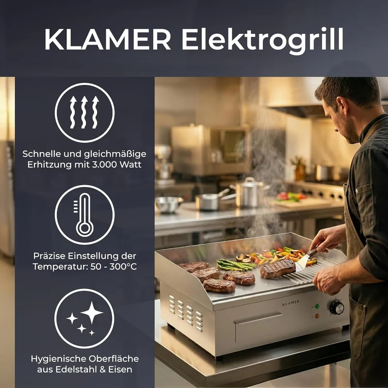 Elektrogrill Edelstahl 3000