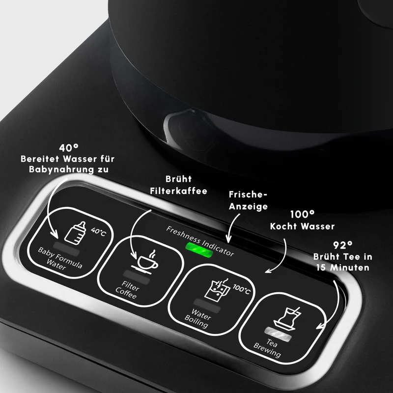 Karaca Caysever Robotea Pro 4 in 1 sprechender automatischer Teekocher Wasserkocher und Filterkaffeemaschine 2500W Chrome