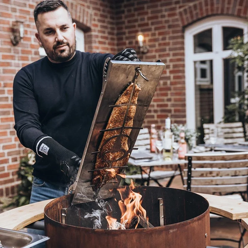 MOESTA BJÖRN Flammlachsbrett aus Edelstahl
