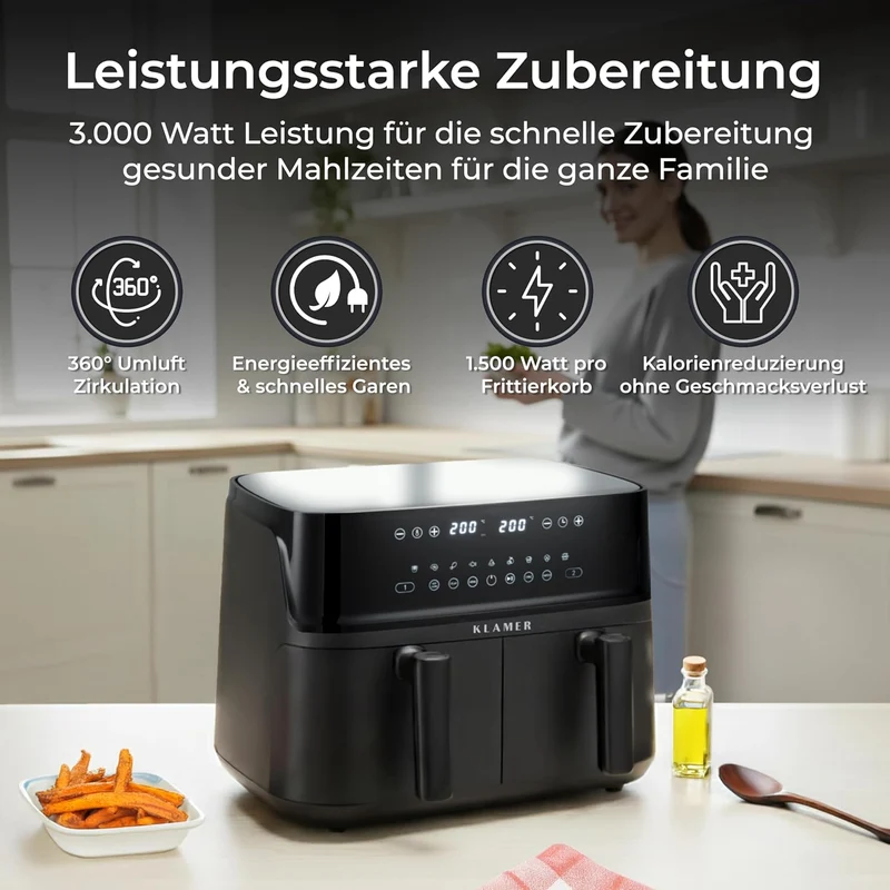 Heißluftfritteuse Duo 9L