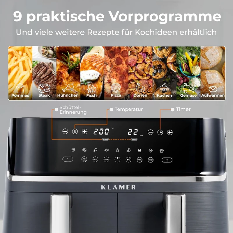 Heißluftfritteuse Duo 9L