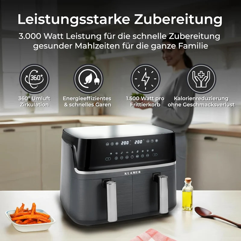 Heißluftfritteuse Duo 9L